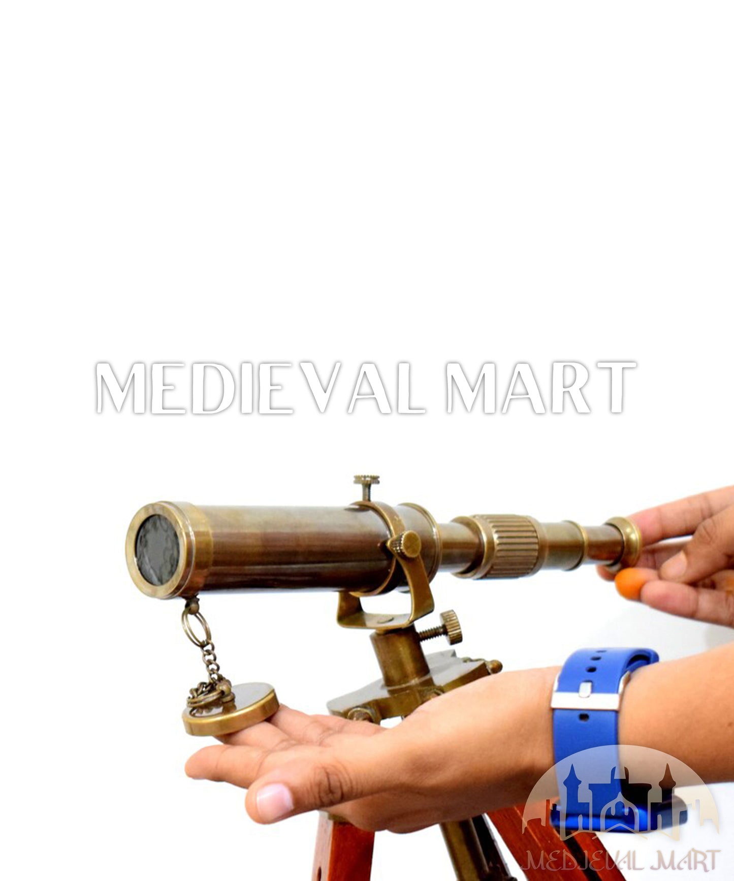 MEDIEVALMART Nautical Handmade Working Telescope W/H Wooden Tripod Stand Gift For Dad
