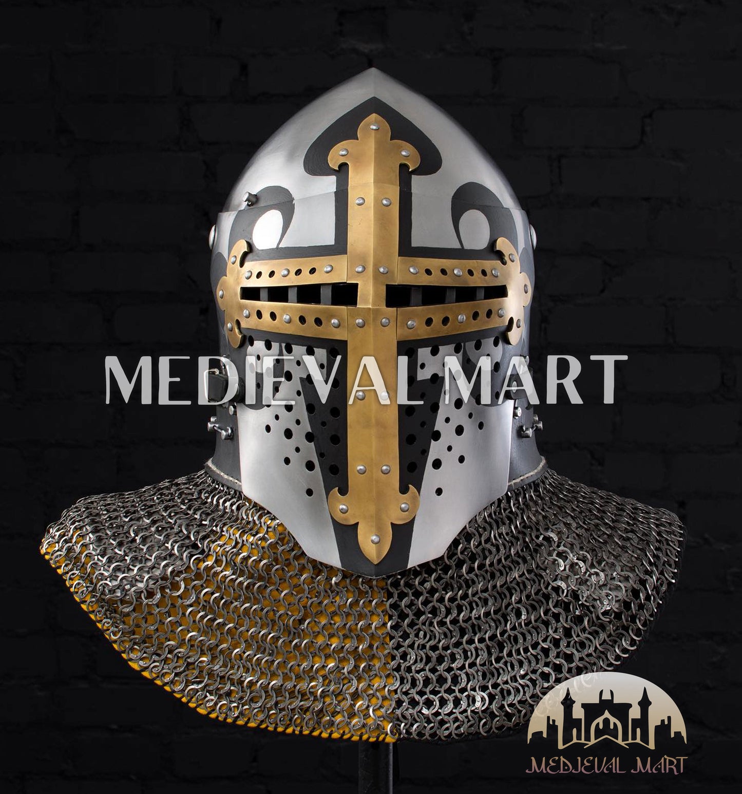 MEDIEVALMART 4th-Century Alexander “Monarch” Edition ROA Helmet W/H Golden Cross