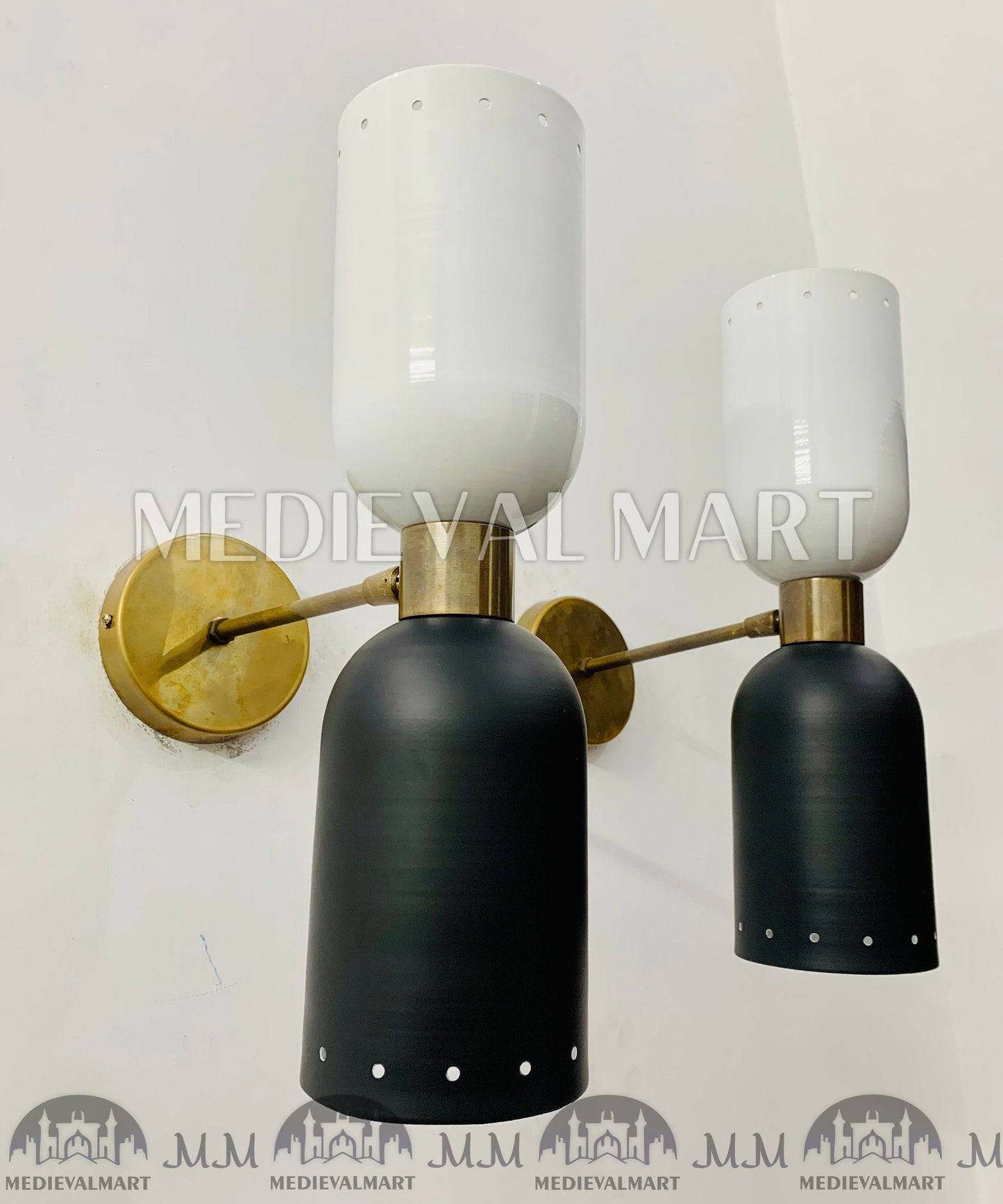 MEDIEVALMART Handmade Mid Century Modern Brass Wall Sconce: Italian Diablo Light Fixture