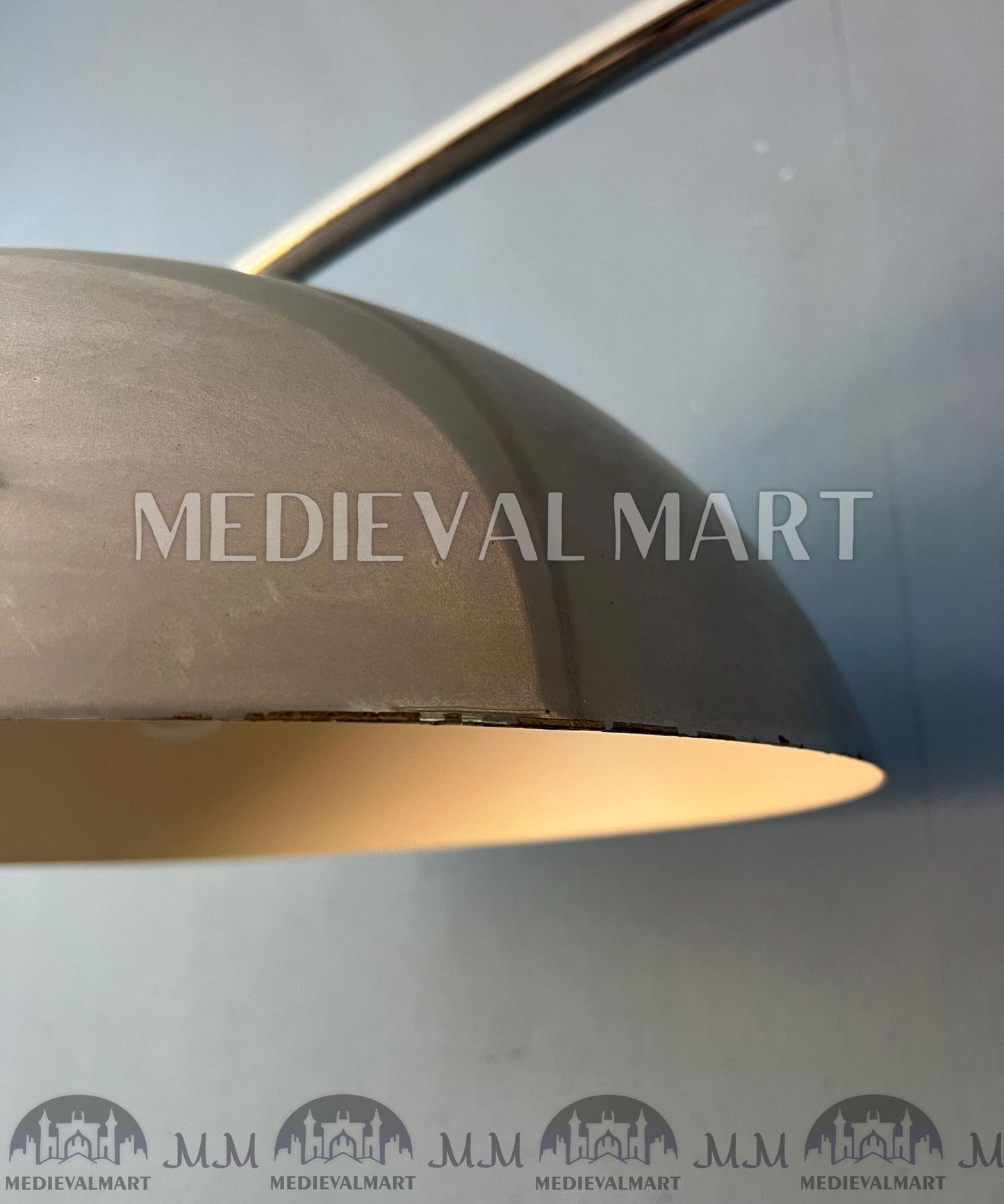 MEDIEVALMART Vintage Italian Space Age Arc Floor Lamp with Metal Shade