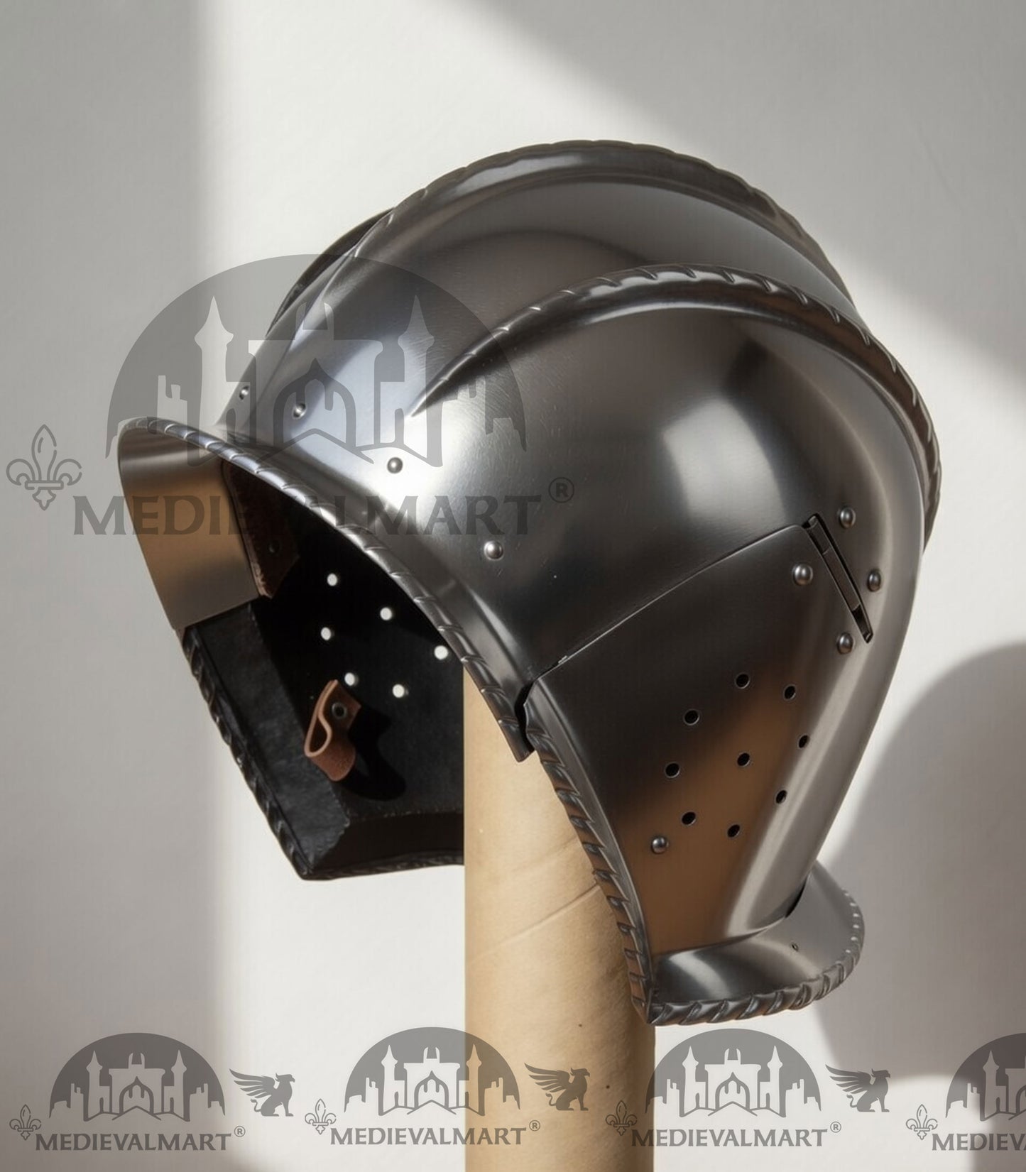 MEDIEVALMART 15th-Century Medieval German Burgundian Open Sallet Helmet