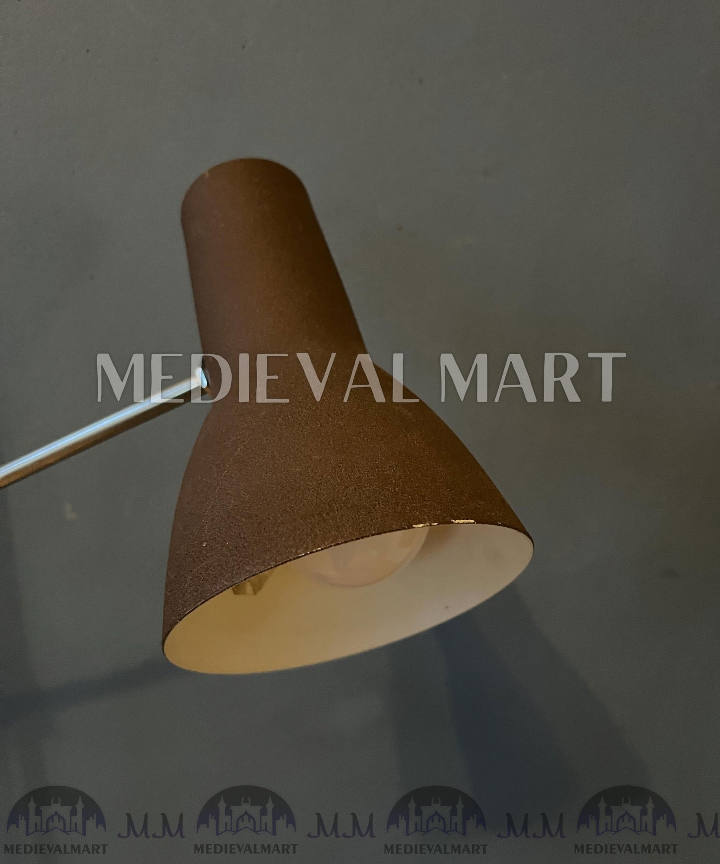 MEDIEVALMART Vintage Italian Mid Century Adjustable Brown Floor Lamp