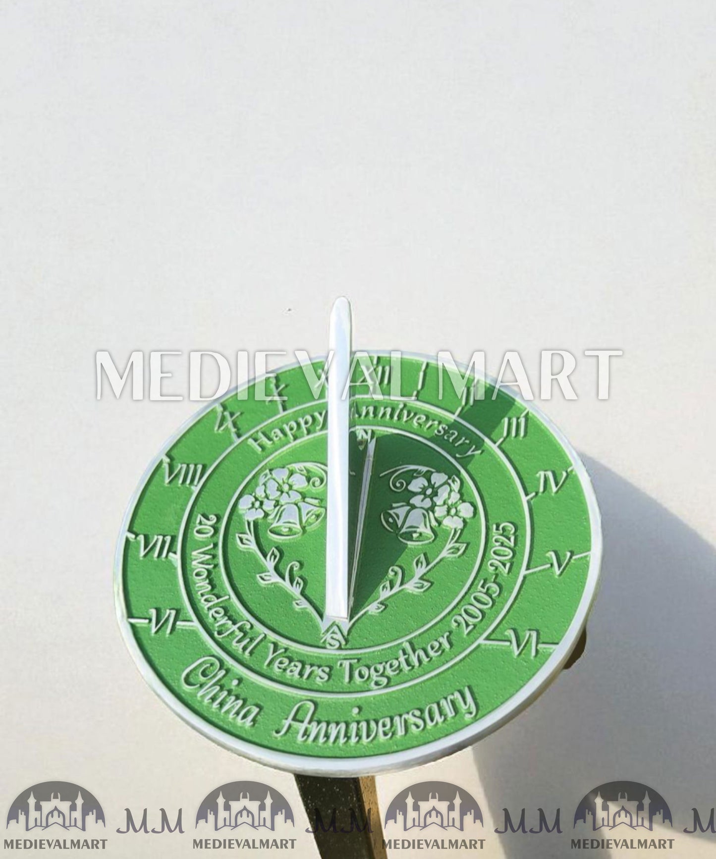 MEDIEVALMART 20th "Wonderful Years Together" Happy Anniversary Sundial Clock Best Gift For Anniversary Day