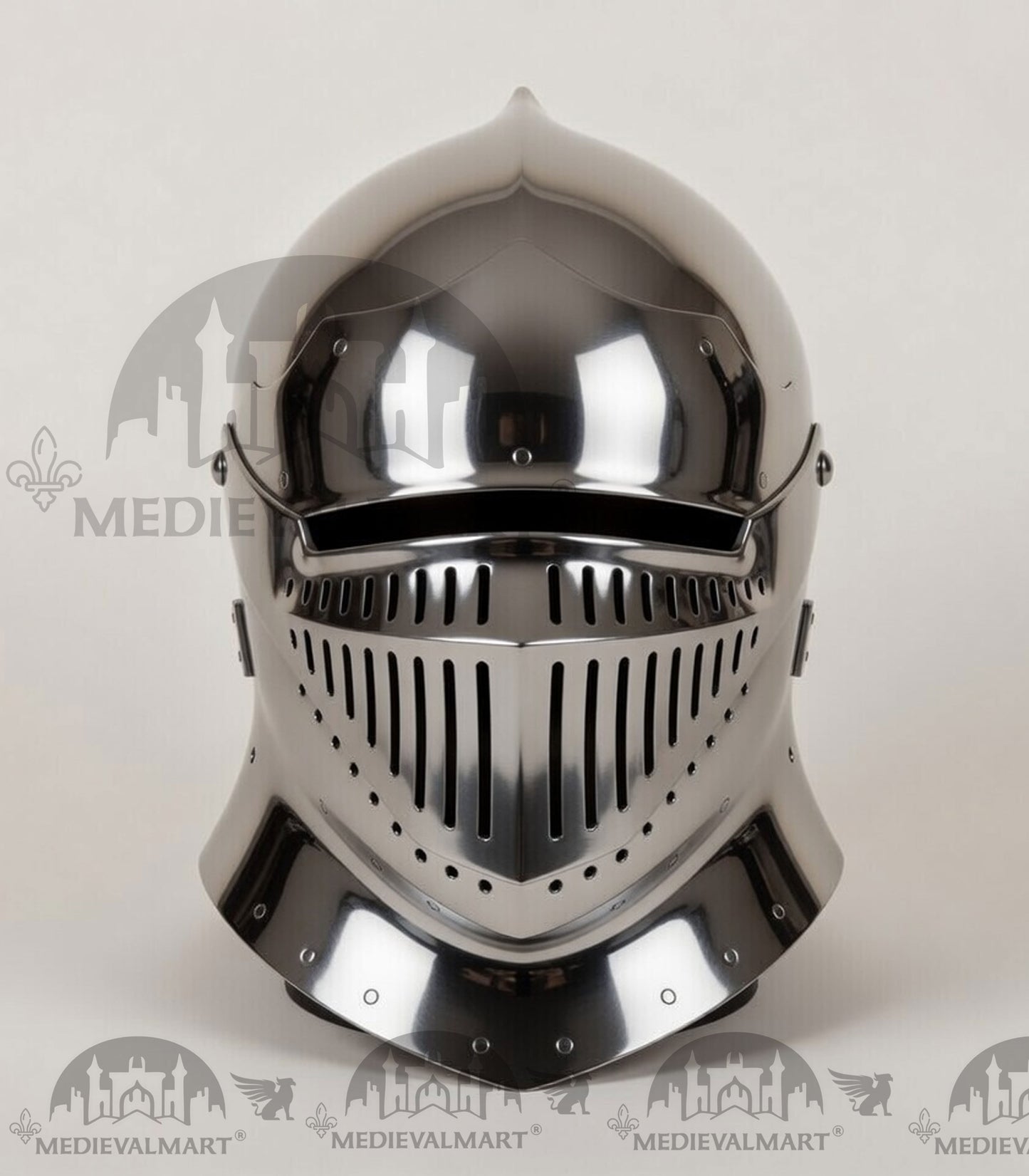 MEDIEVALMART 13th-Century Medieval European Mild Steel knight Closed "Griffon" Helmet