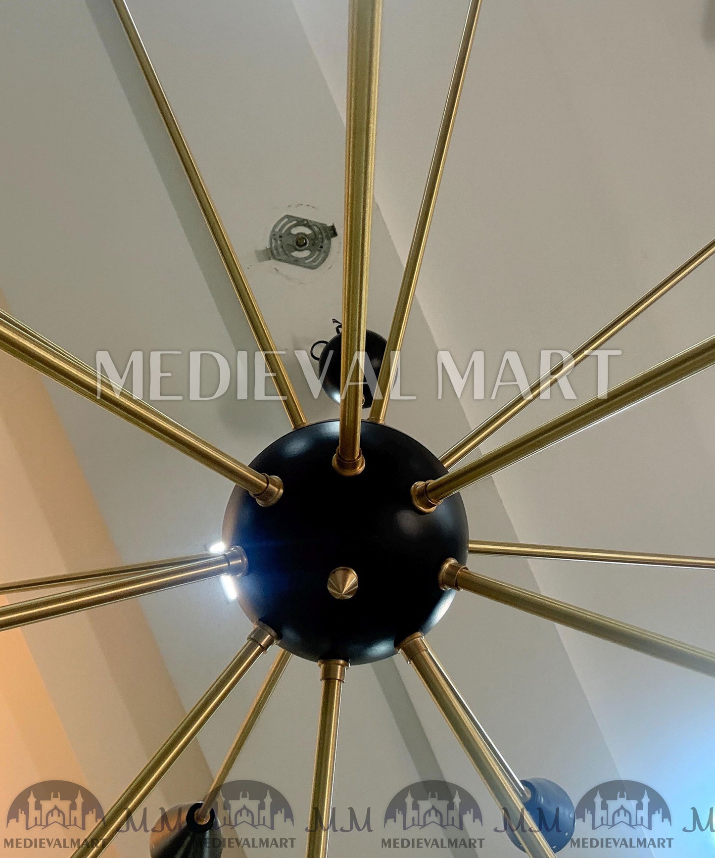 MEDIEVALMART Handmade Brass Sputnik Chandelier | Mid-Century Modern 16-Light Ceiling Fixture