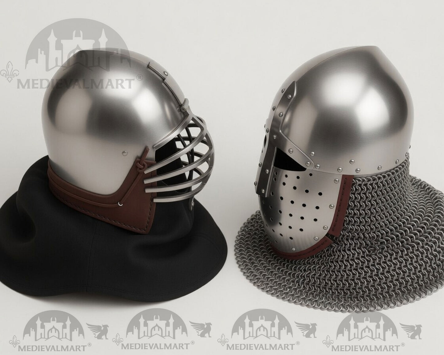 MEDIEVALMART Collection Limitée XIVe siècle « Côtes de loup » & Casque Bacinet « Normand »