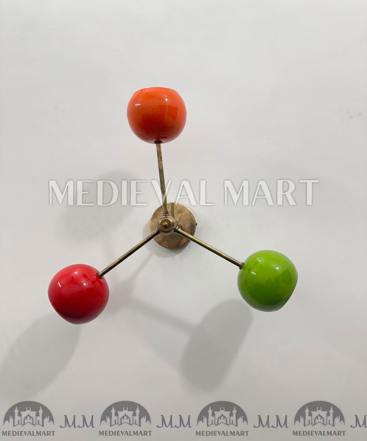 MEDIEVALMART Handmade Metal Brass Wall Sconce: Multicolour Triangle Lamp, Home Decor