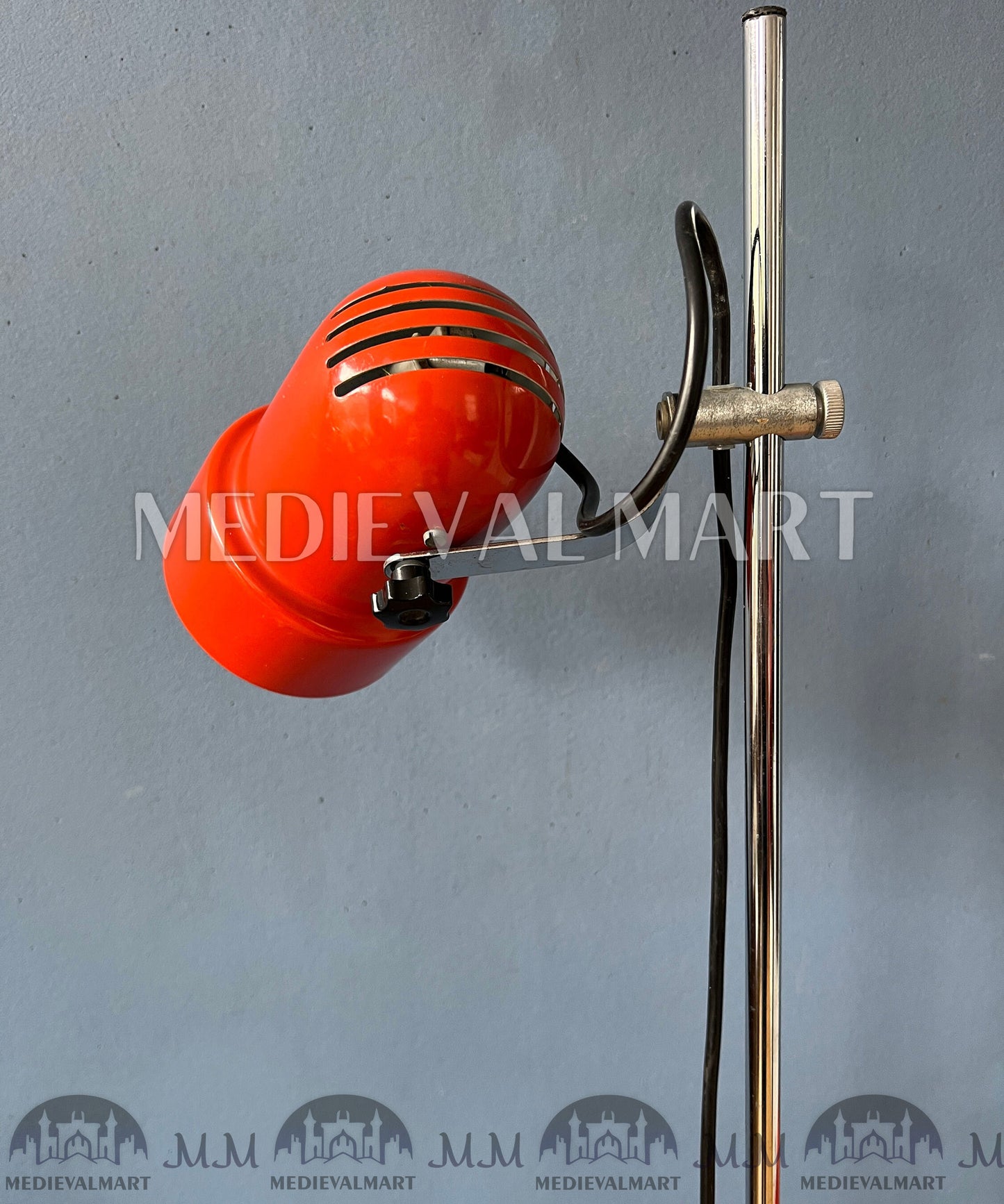 MEDIEVALMART 1960s Italian Red Mid Century Space Age Floor Lamp