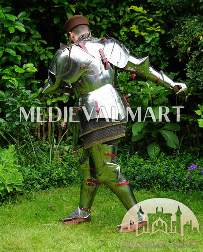 MEDIEVALMART 15th Century Gothic Parade Knight Armor | Late Medieva Full Plate Chainmail Suit for Reenactment