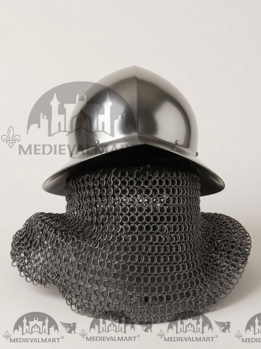 MEDIEVALMART Casque Celleta médiéval pour homme avec cotte de mailles