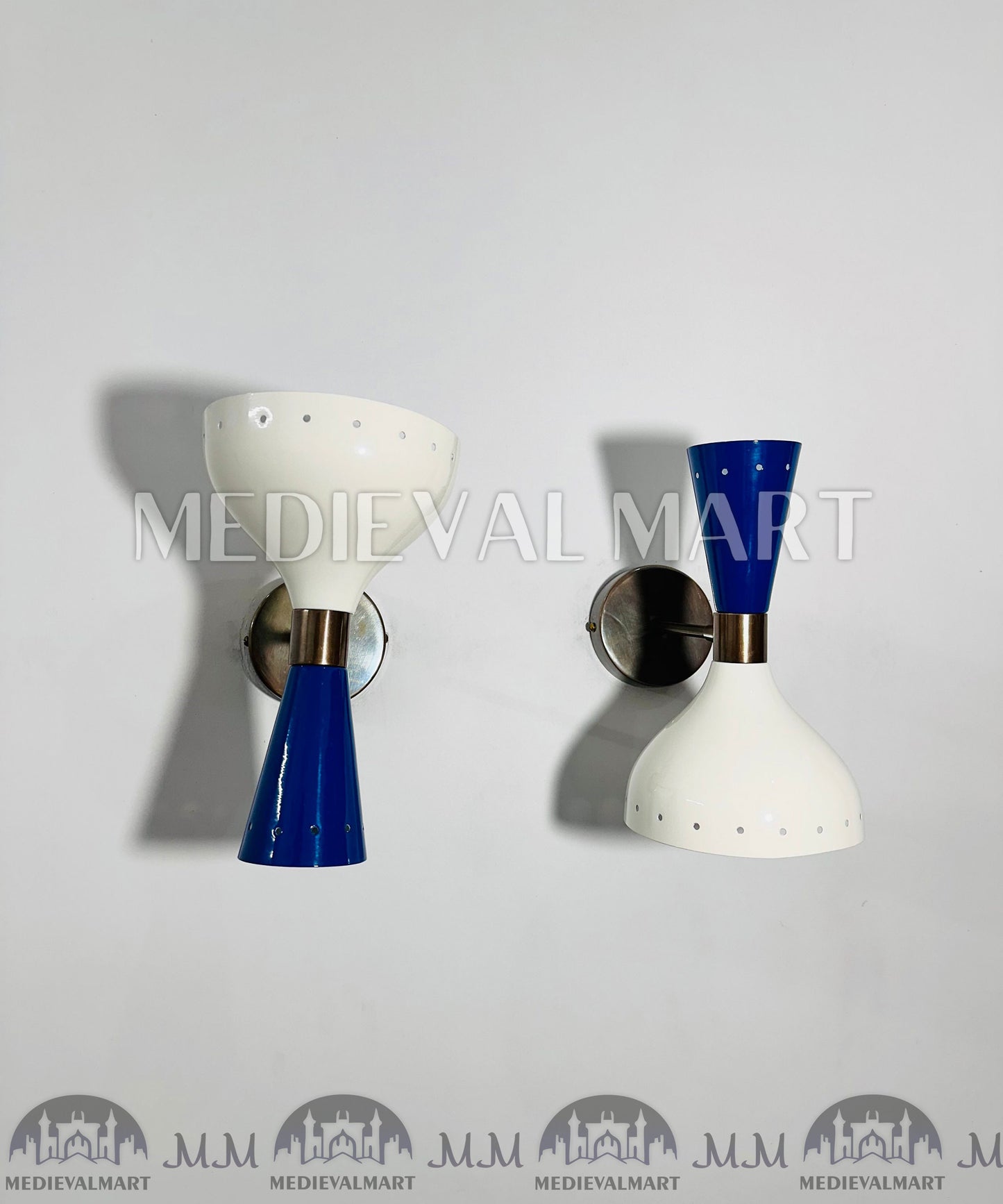 MEDIEVALMART Mid-Century Modern Brass Wall Sconce - Italian Diabolo Style - Set of 2