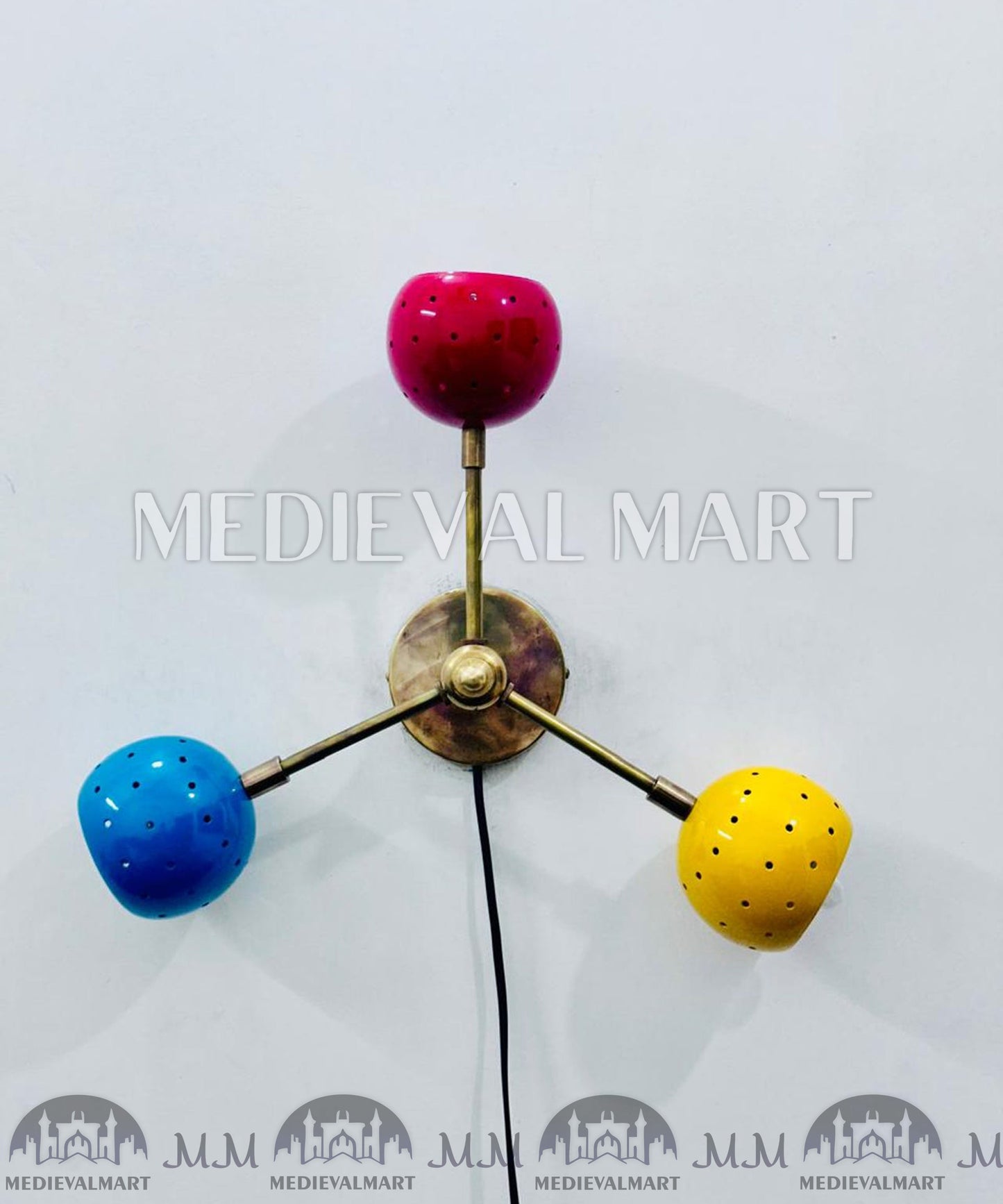 MEDIEVALMART Modern Brass Sputnik Wall Sconce: Multi Color Starburst Light