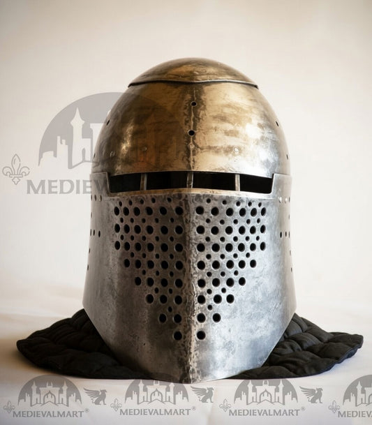 MEDIEVALMART Le Grand Alexandre Édition Acier Dur Casque Dommage de Guerre pleine taille
