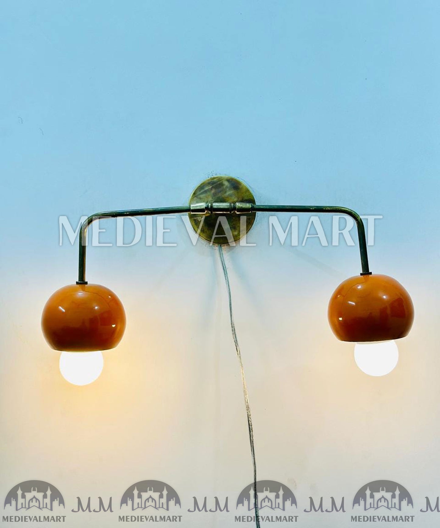 MEDIEVALMART 1950s Mid Century Brass Italian Adjustable Diabolo Wall Sconce Light Fixture