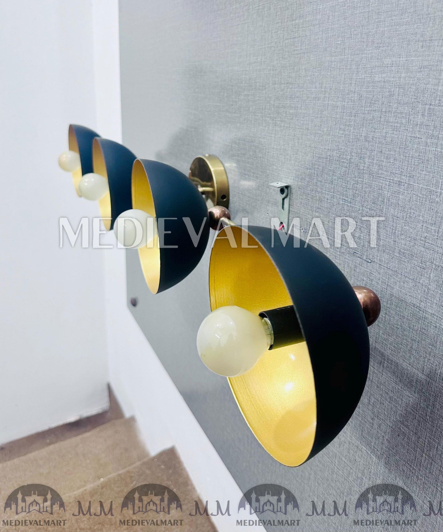 MEDIEVALMART Custom Brass 4-Bulb Vanity Light - Mid-Century Modern Wall Sconce