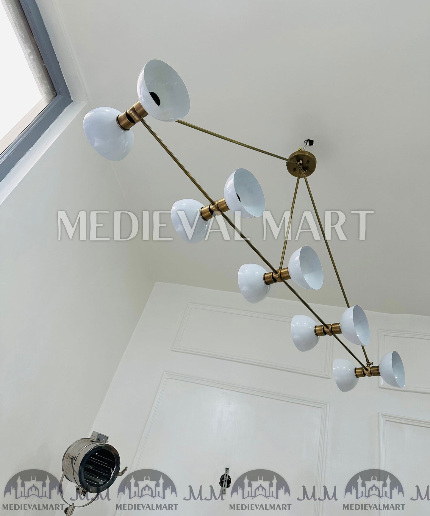 MEDIEVALMART Handcrafted Brass Sputnik Chandelier | Mid-Century Modern Light Fixture