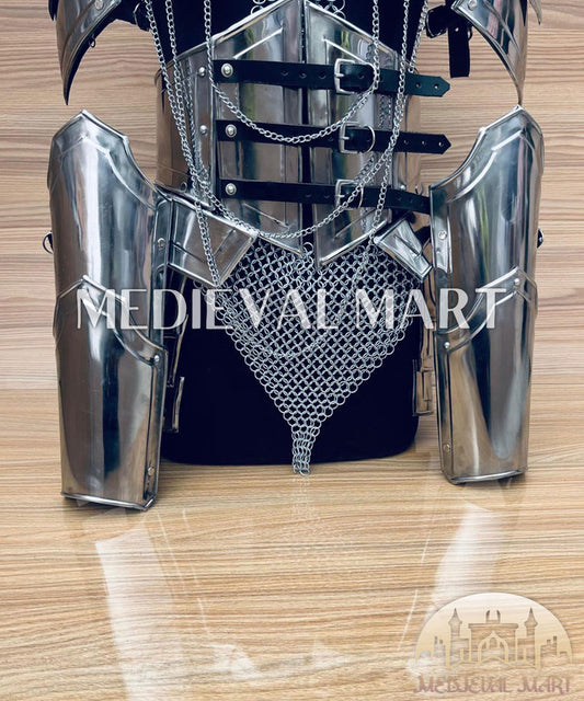 MEDIEVALMART (Isolara Dragonplate) Women’s Armor W/H  (MoonFire) Chainmail + Frost Belt + Arms Armor