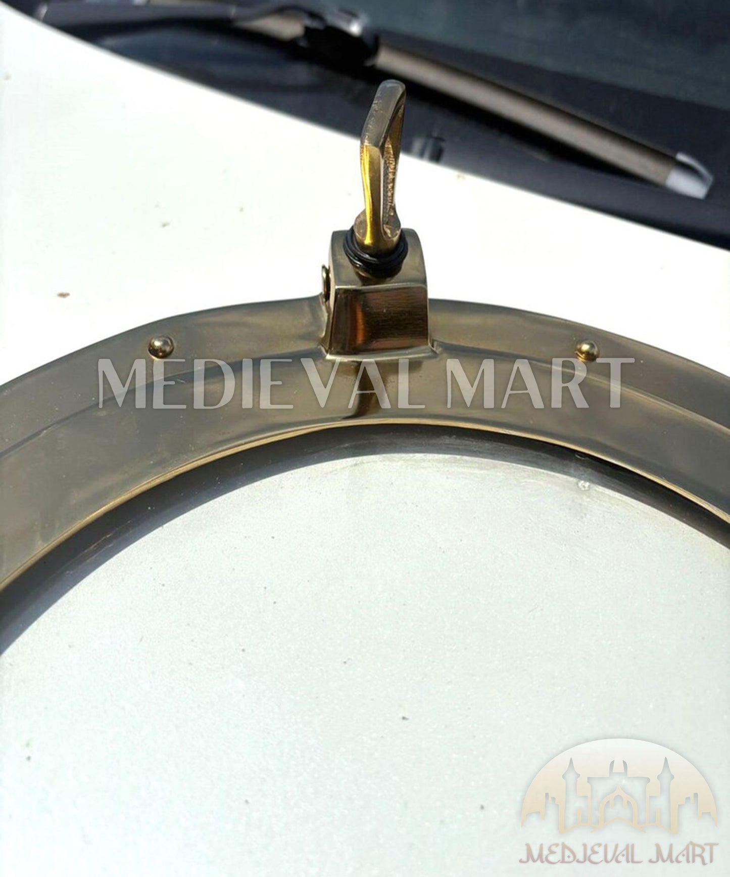 MEDIEVALMART Shiny Gold Finish Maritime Ship Porthole