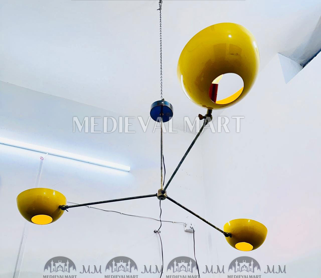 MEDIEVALMART Yellow Stilnova Sputnik Chandelier: Mid Century Modern Ceiling Ligh