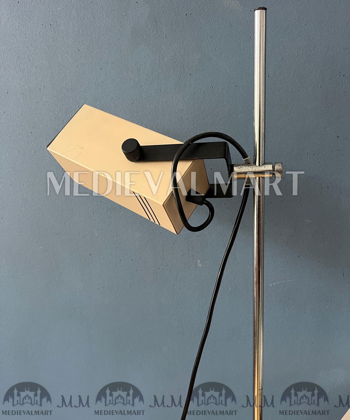MEDIEVALMART Cream Taupe 70s Vintage Philips Space Age Floor Lamp
