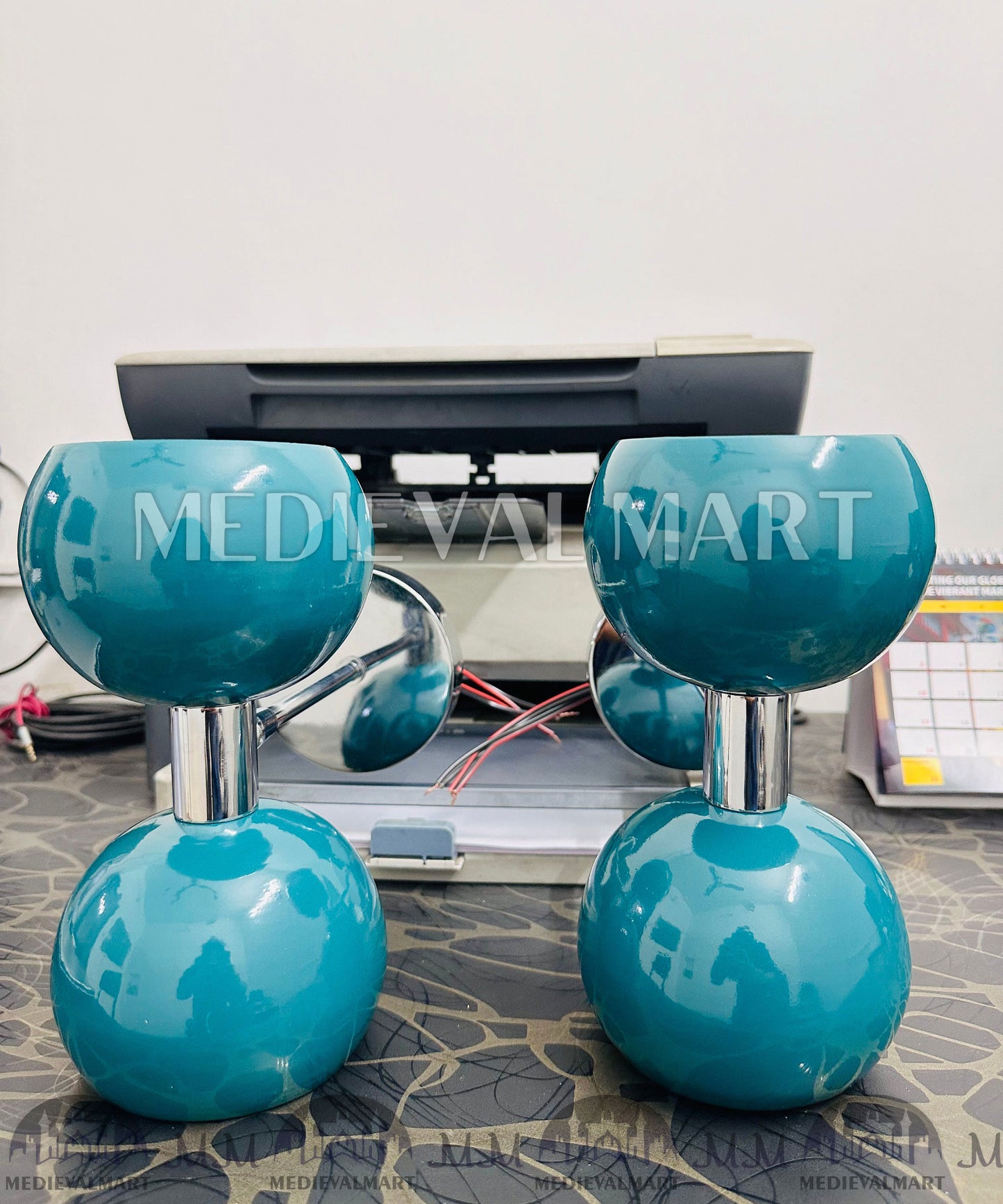 MEDIEVALMART Mid Century Italian Brass Diabolo Wall Sconce Pair - Stilnovo Style