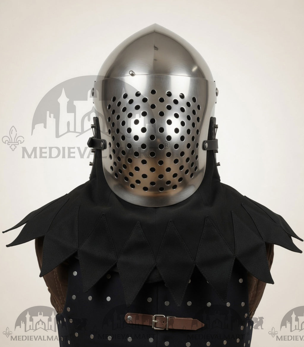 MEDIEVALMART Medieval Archaic “Eisenkopf” Bacinet Helmet Italian HMB; SCA "Bellifortis"