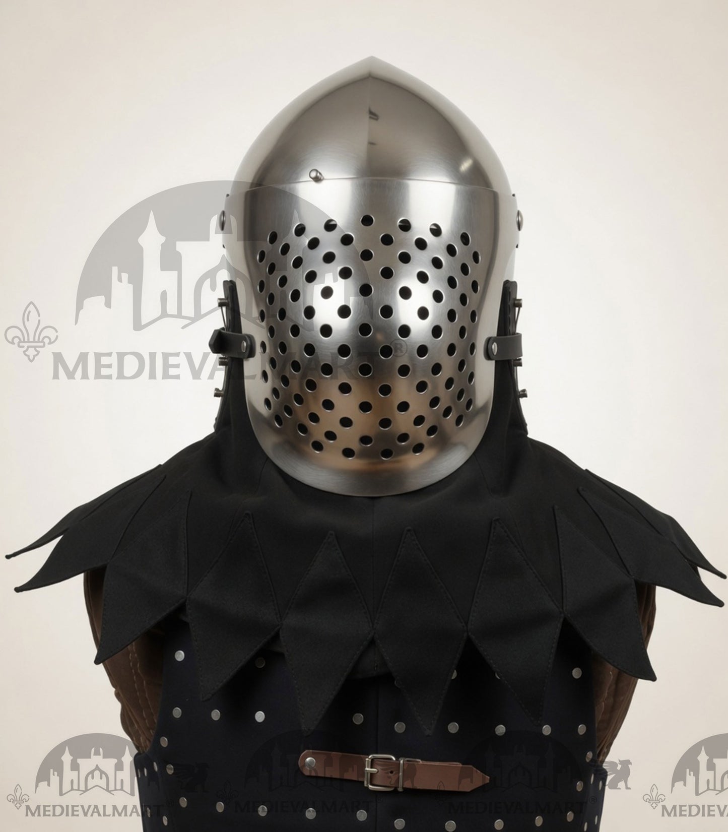 MEDIEVALMART Medieval Archaic “Eisenkopf” Bacinet Helmet Italian HMB; SCA "Bellifortis"