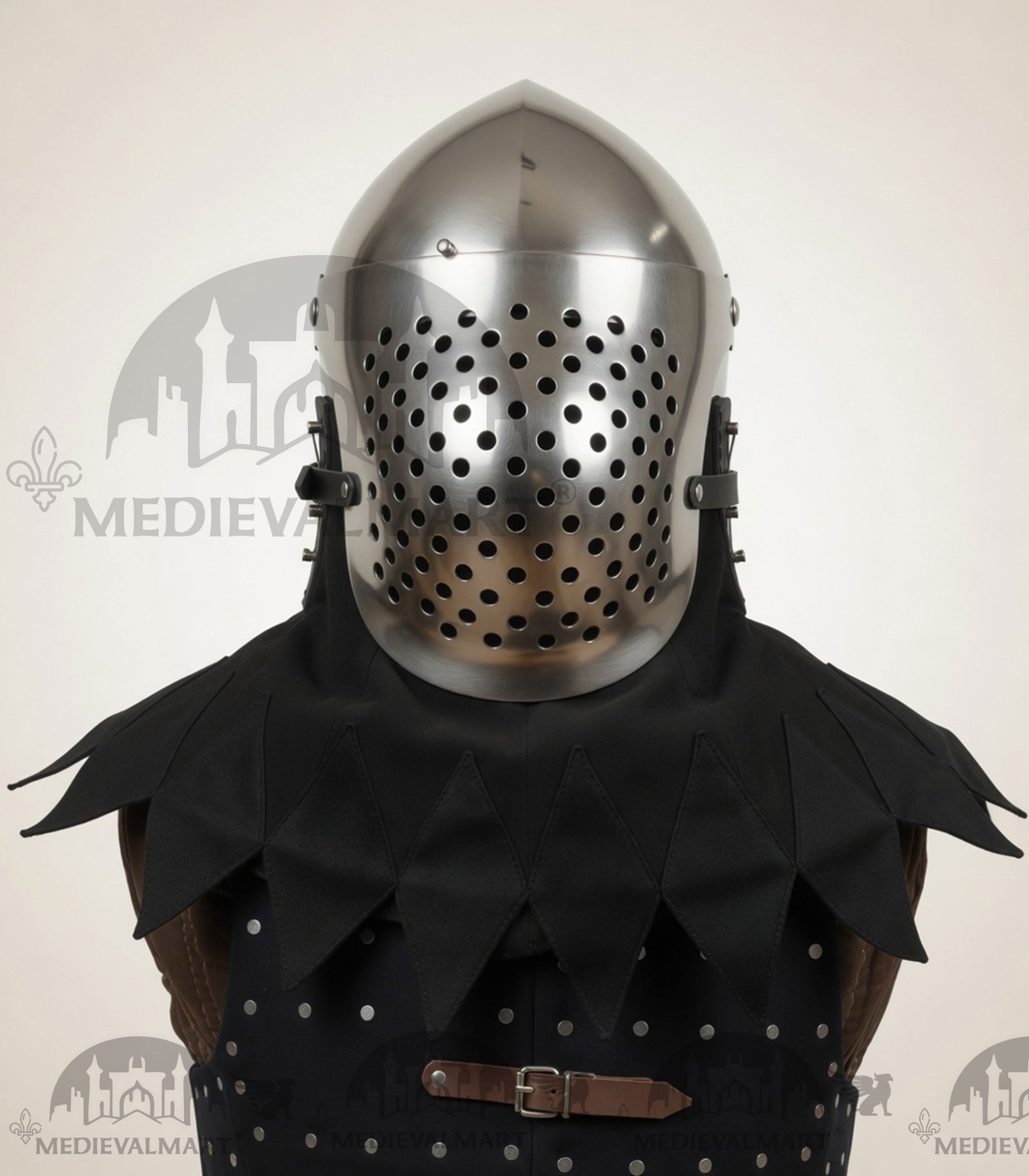MEDIEVALMART Medieval Archaic “Eisenkopf” Bacinet Helmet Italian HMB; SCA "Bellifortis"