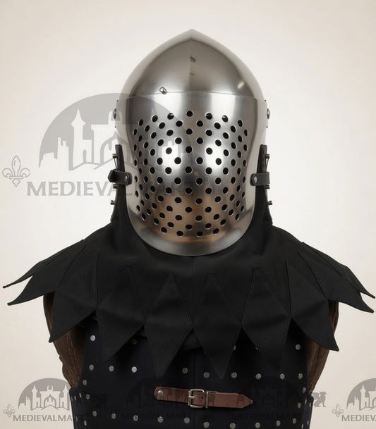 MEDIEVALMART Casque de Bacinet Médiéval Archaïque "Eisenkopf" HMB Italien ; SCA "Bellifortis"