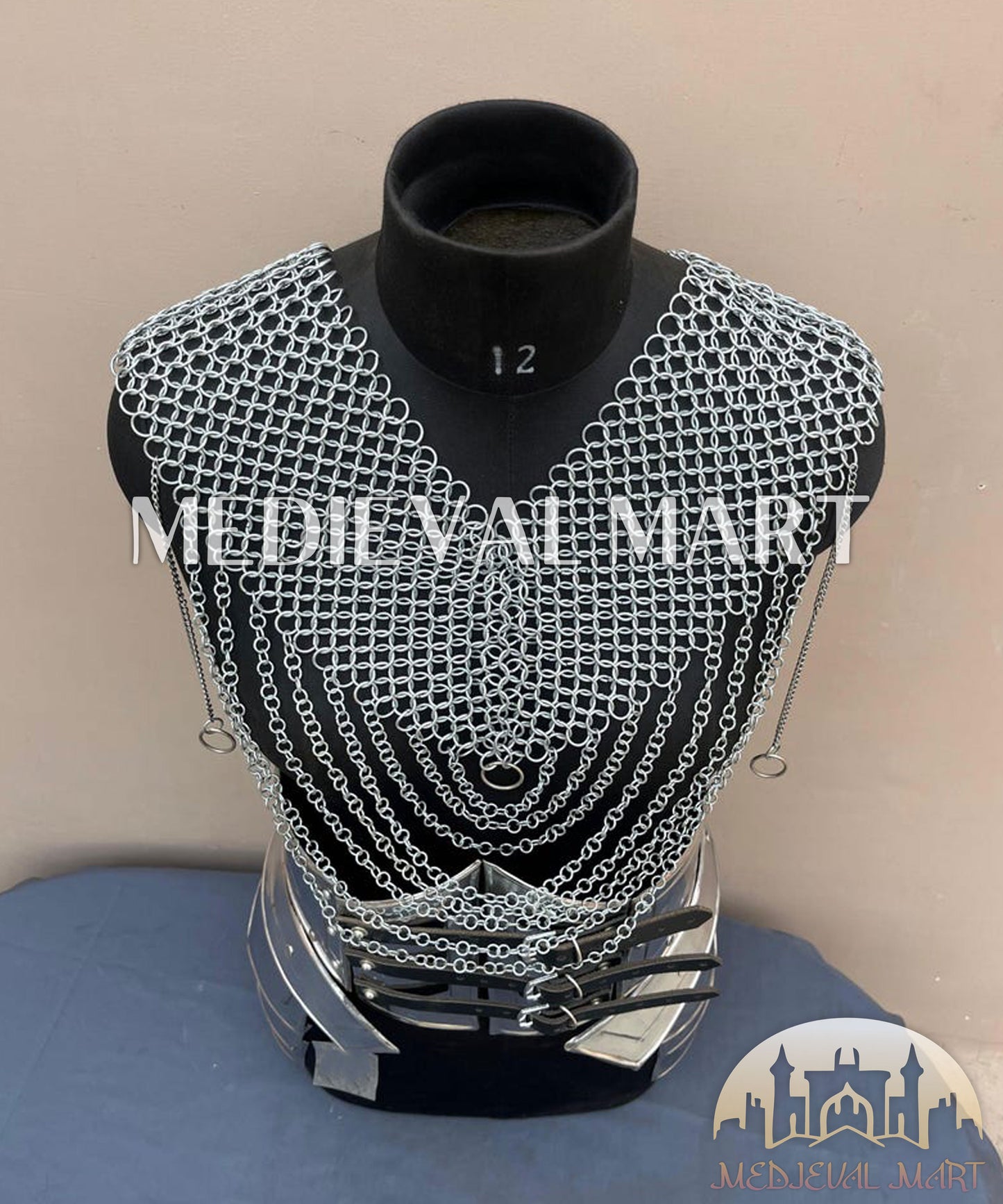 MEDIEVALMART Women’s Silver (MoonFire) Chainmail Frost Belt + Hip Armor