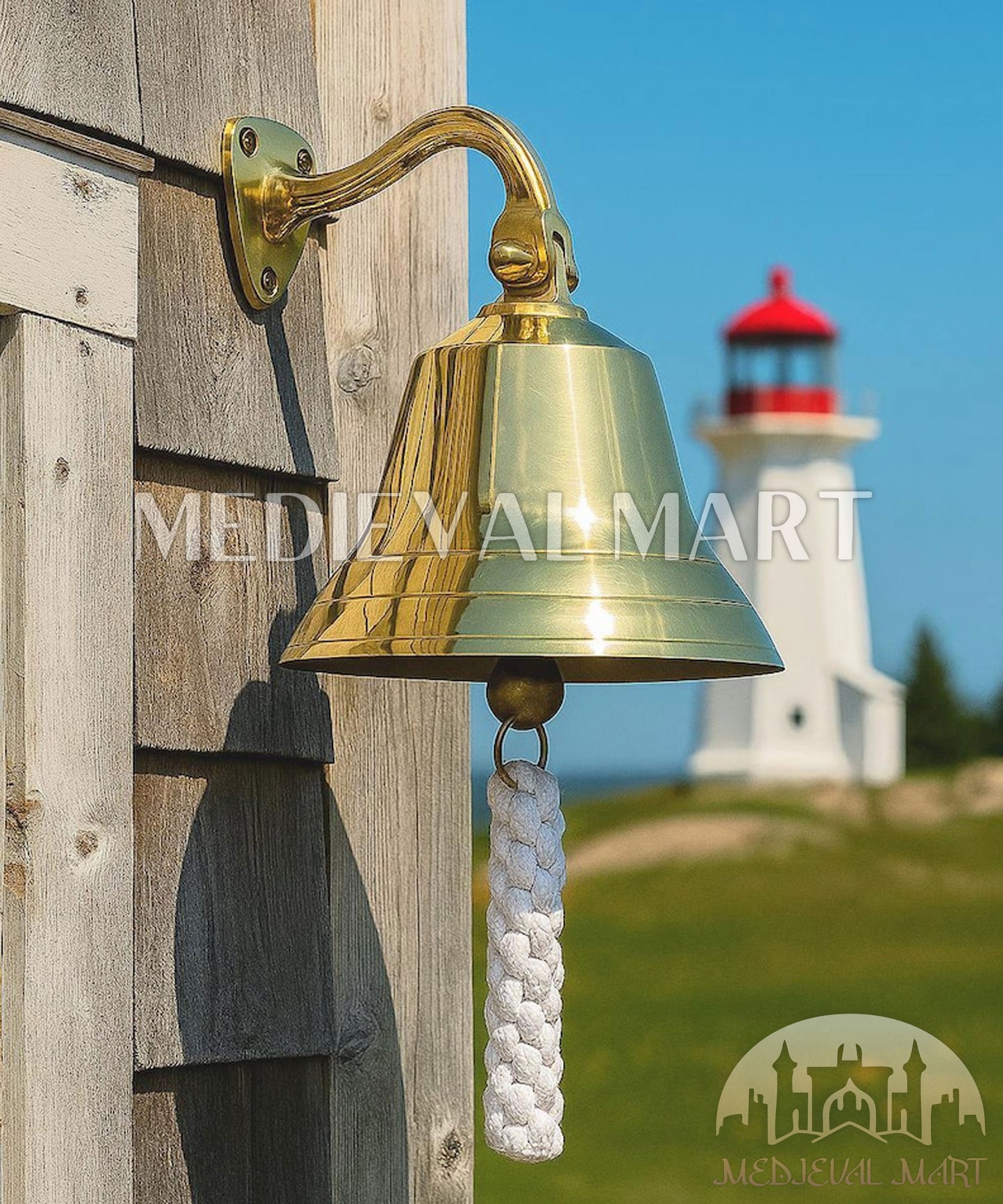 MEDIEVALMART Personalized Brass Bell - Custom Engraved with Multiple Sizes [3"-12"] Indoor / Outdoor Wall Mounted Bell | Christmas Gifts, Gift for Dad, Gift for Mom