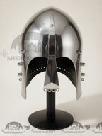 MEDIEVALMART Medieval Great Bascinet Helmet – Polished Steel Knight Helmet for Reenactment & LARP