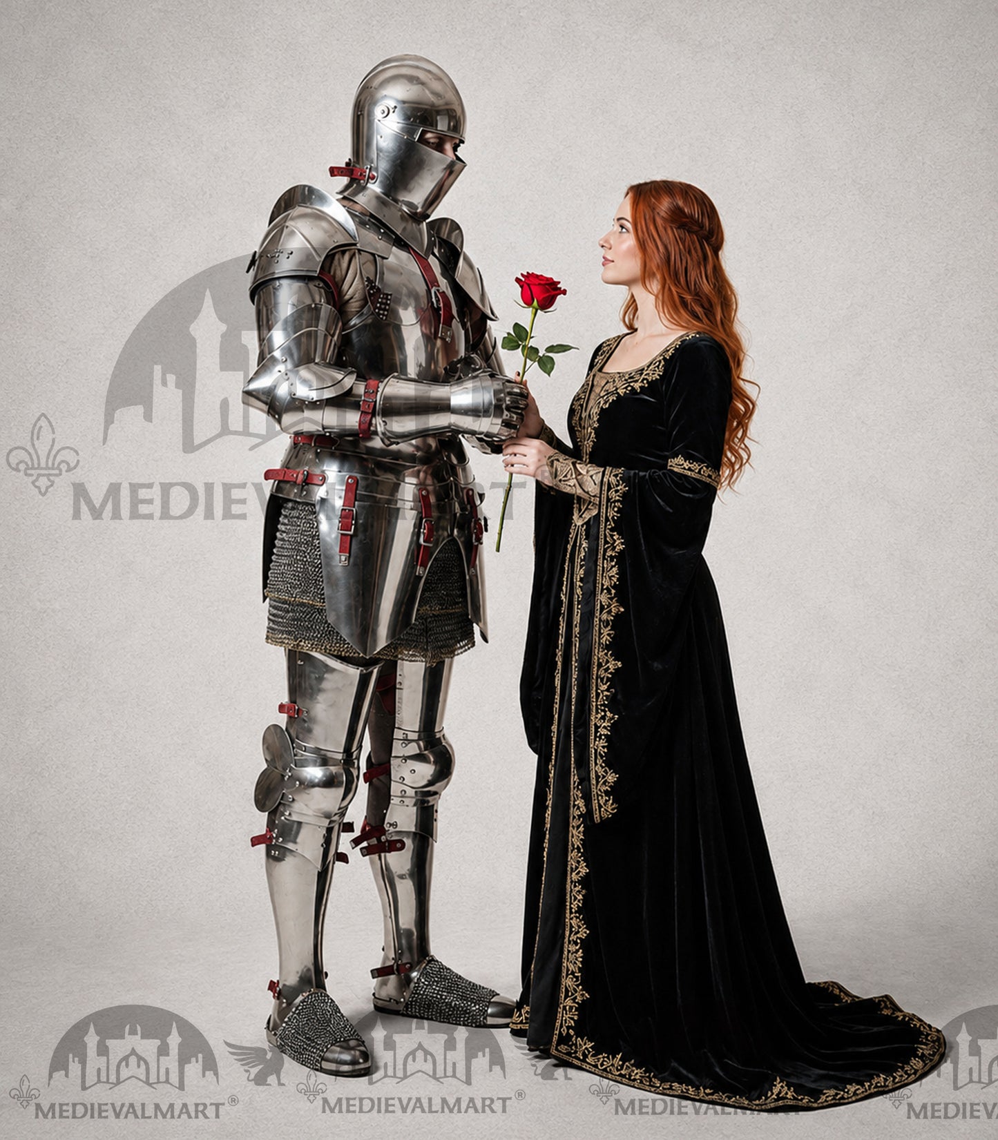 MEDIEVALMART 15th Century Gothic Parade Knight Armor | Late Medieva Full Plate Chainmail Suit for Reenactment