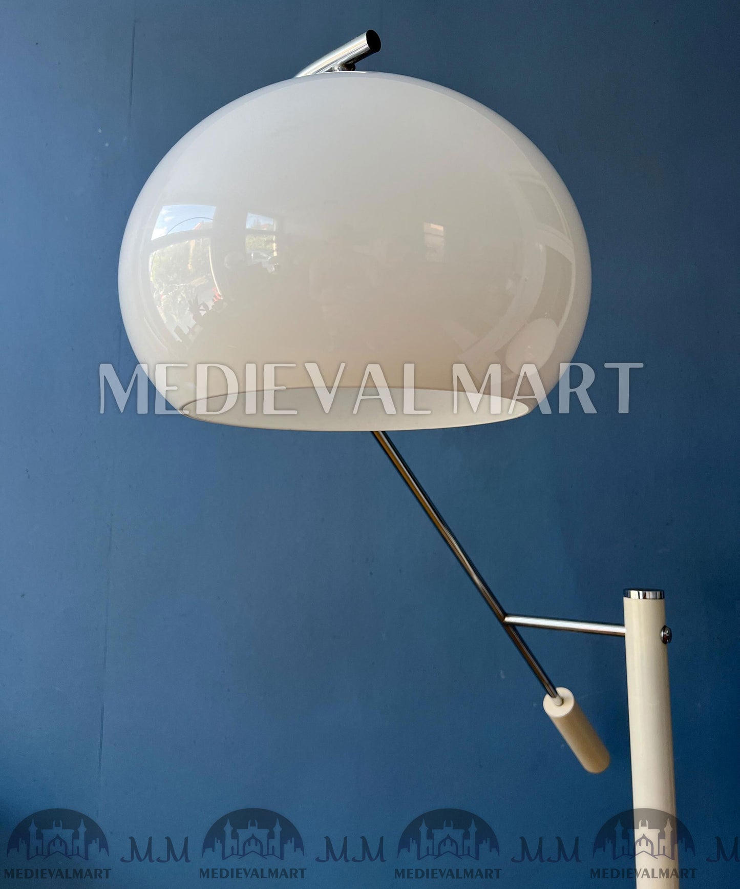 MEDIEVALMART White Dijkstra Mushroom Swing Arm Space Age Floor Lamp