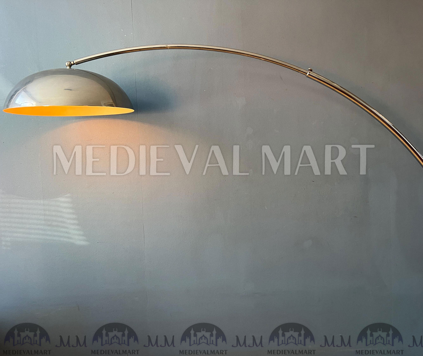 MEDIEVALMART Vintage Italian Space Age Arc Floor Lamp with Metal Shade
