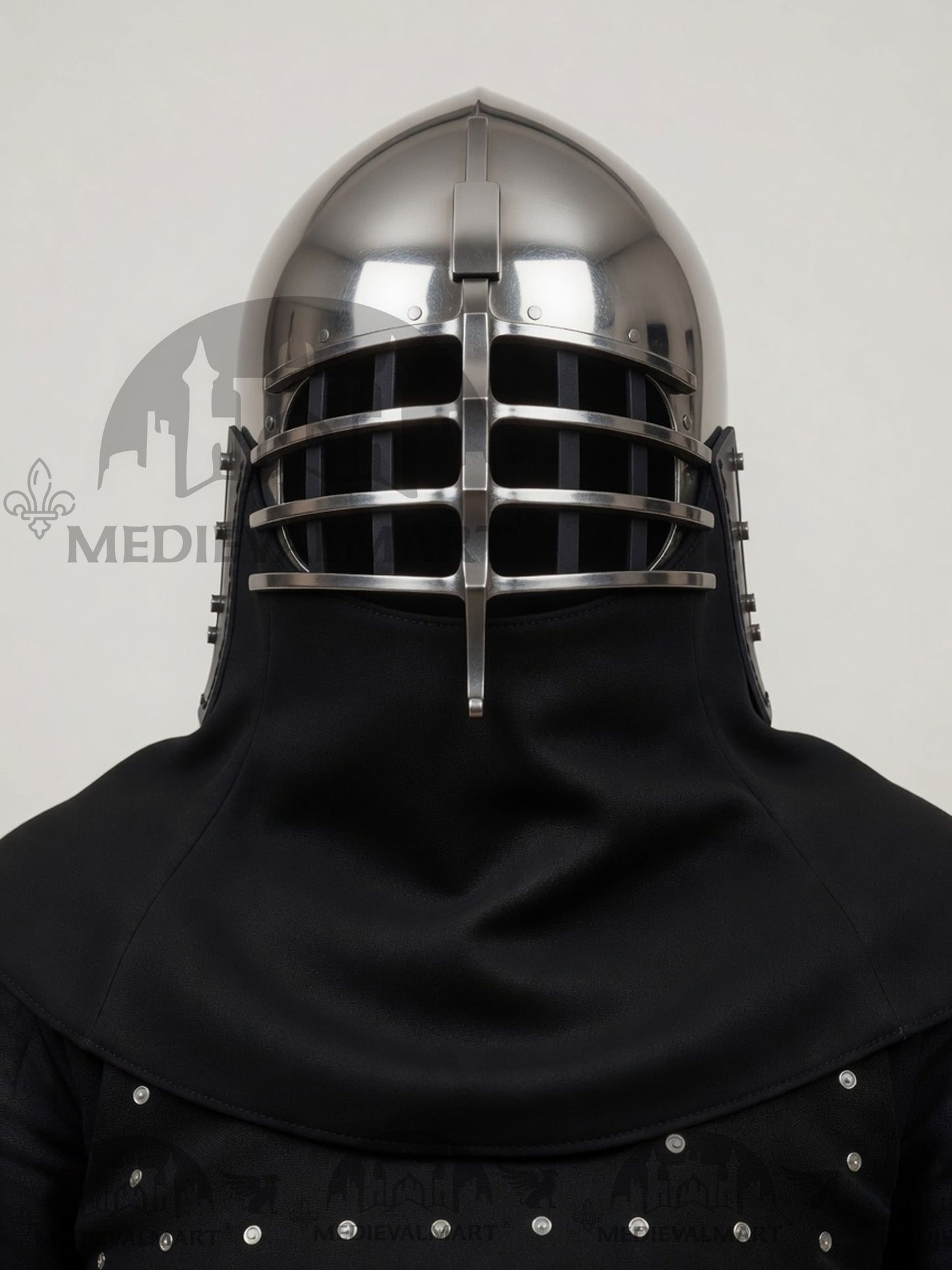 MEDIEVALMART Medieval Wolf Ribs Bacinet Helmet For HMB; SCA, Buhurt