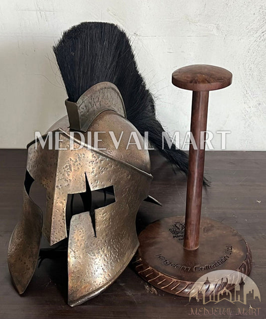 MEDIEVALMART "300" Movie Spartan King Leonidas In Battle Edition Helmet W/H Free Stand | 300 Props