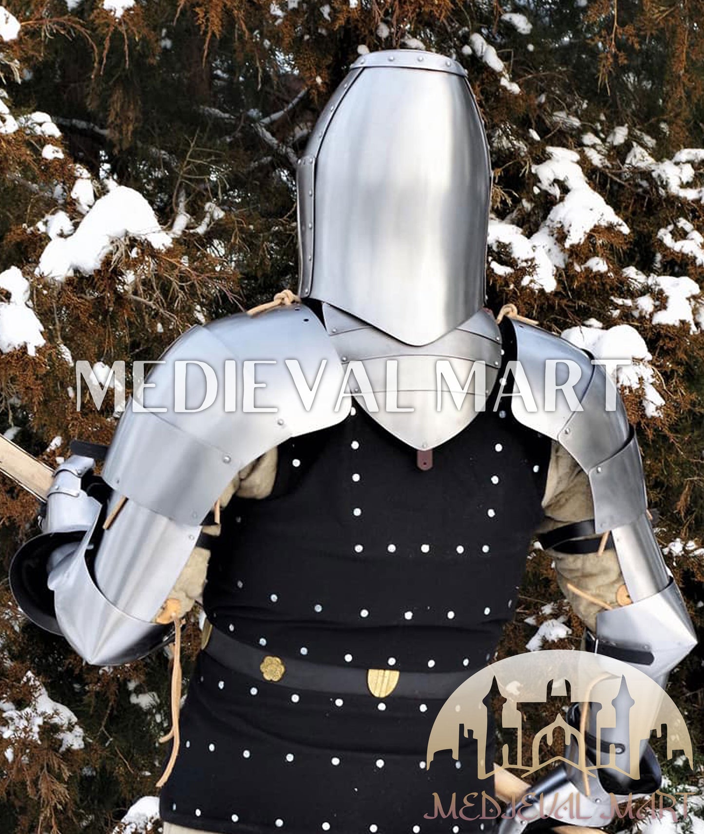 MEDIEVALMART Medieval knight full Set of Buhurt Combat Player Armor Suit W/H Titanium Brigandine or Axe  ~ Harden Steel Costume for LARP; HMB; IMCF