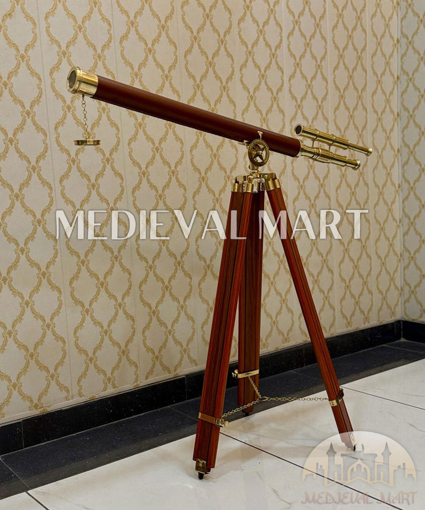 MEDIEVALMART Nautical Brass (40 Inch) Telescope on Adjustable Tripod Stand Gift for Dad