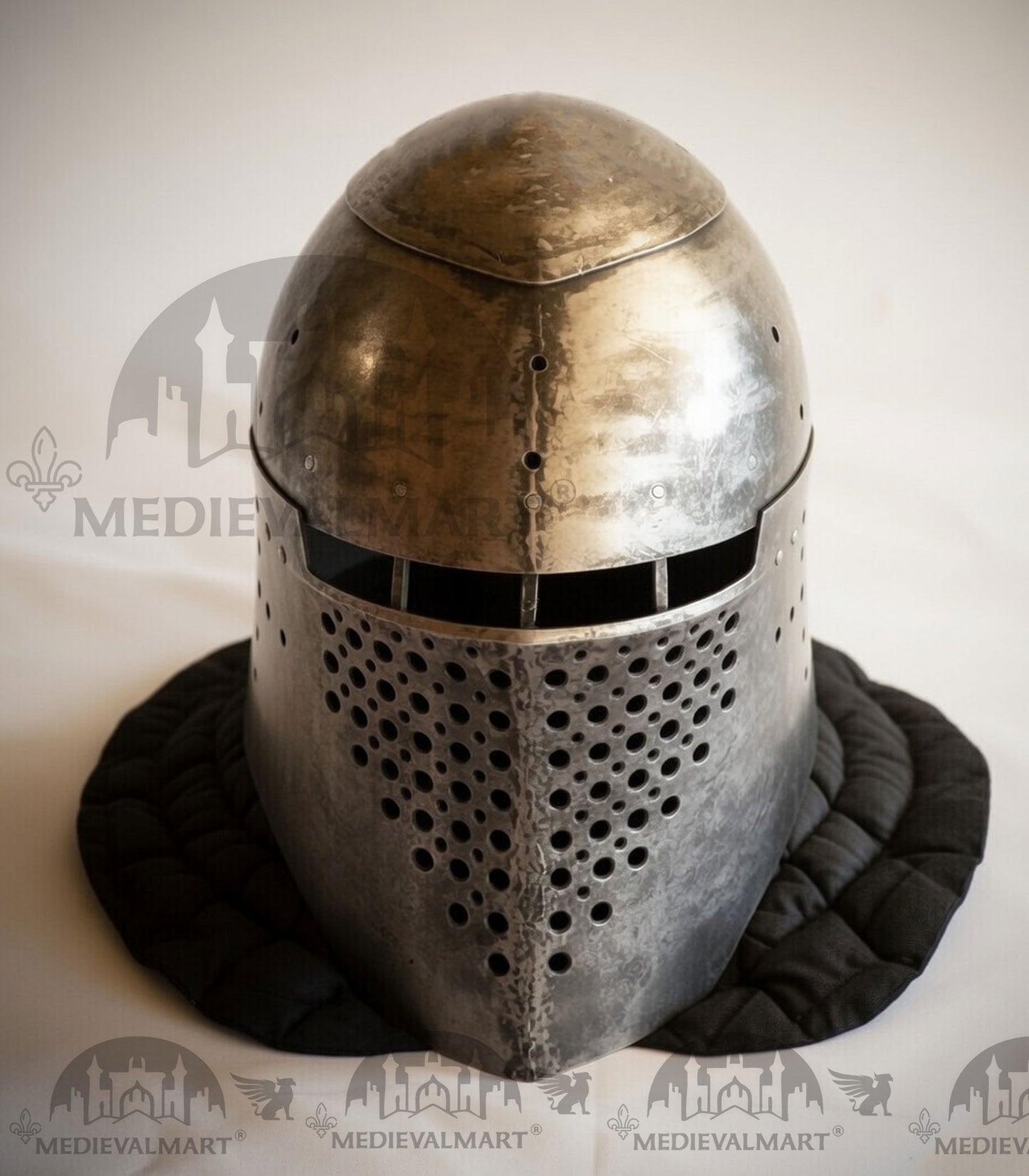 MEDIEVALMART The Great Alexander Hard Steel Edition War Damage Helmet on full Size