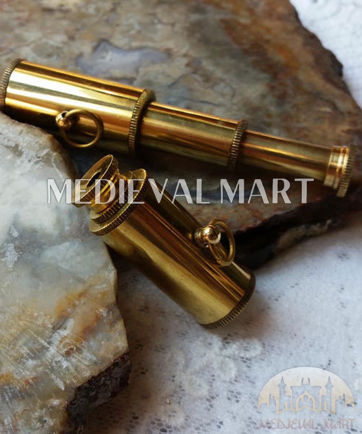 MEDIEVALMART Nautical Miniature Brass Telescope: Steampunk Nautical Spyglass Pendant