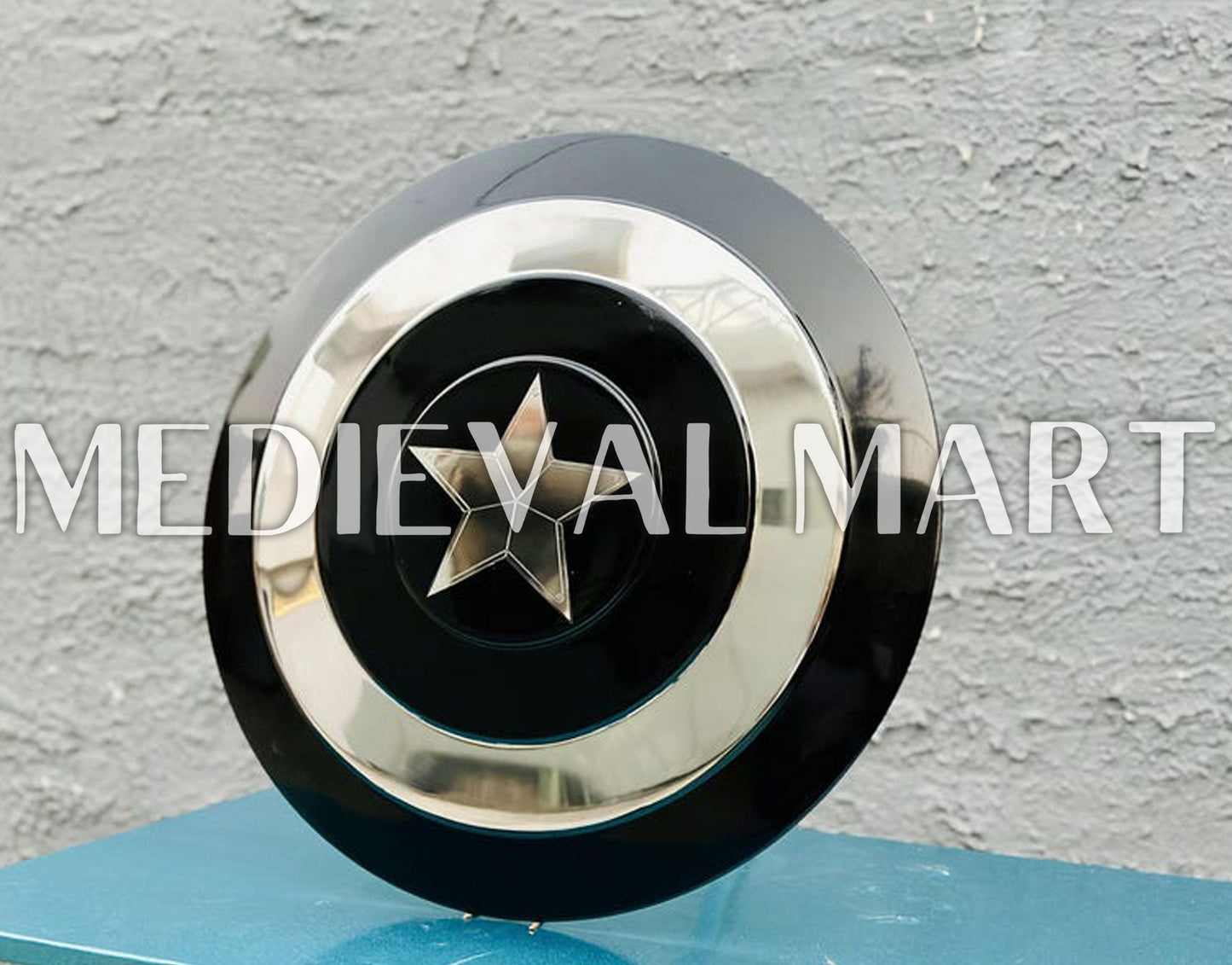 MEDIEVALMART Marvel Legend Captain America Shield Black Finish | Marvel Prop Replica