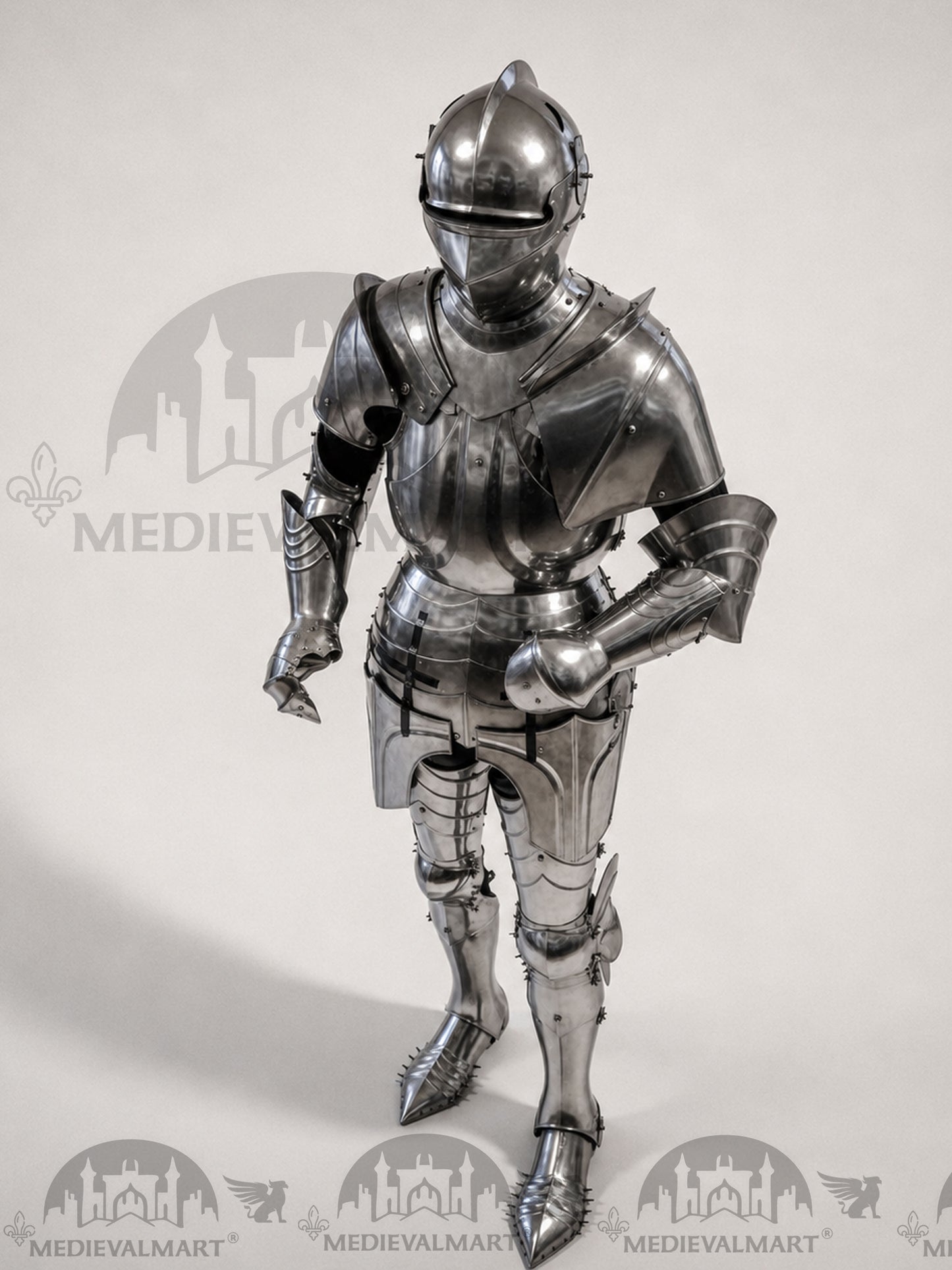 MEDIEVALMART Armadura de combate medieval de caballero del siglo XV sin pulir para un toque antiguo