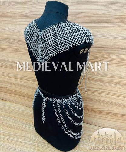 MEDIEVALMART Women’s (MoonFire) Chainmail Armor W/H Skirt