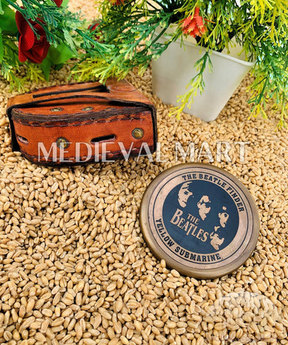 MEDIEVALMART Nautical Vintage The Beatles Custom Working Compass Antique Finish W/H Leather Case | Gift For Mom & Dad