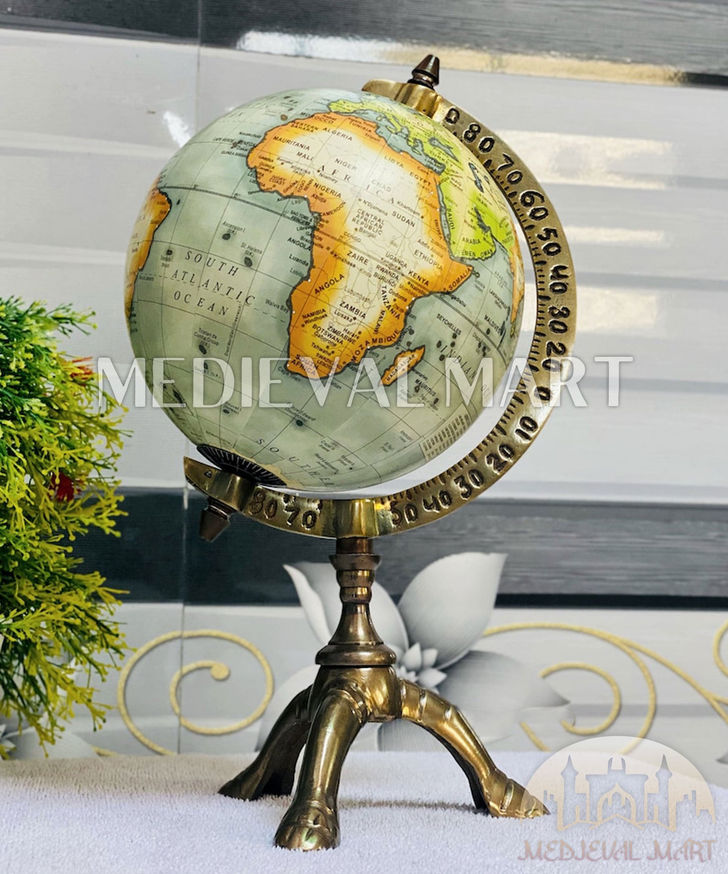 MEDIEVALMART Antique Decorative Table Authentic World Globe Revolving World Map  | Christmas Gifts, Gift for Dad, Gift for Mom
