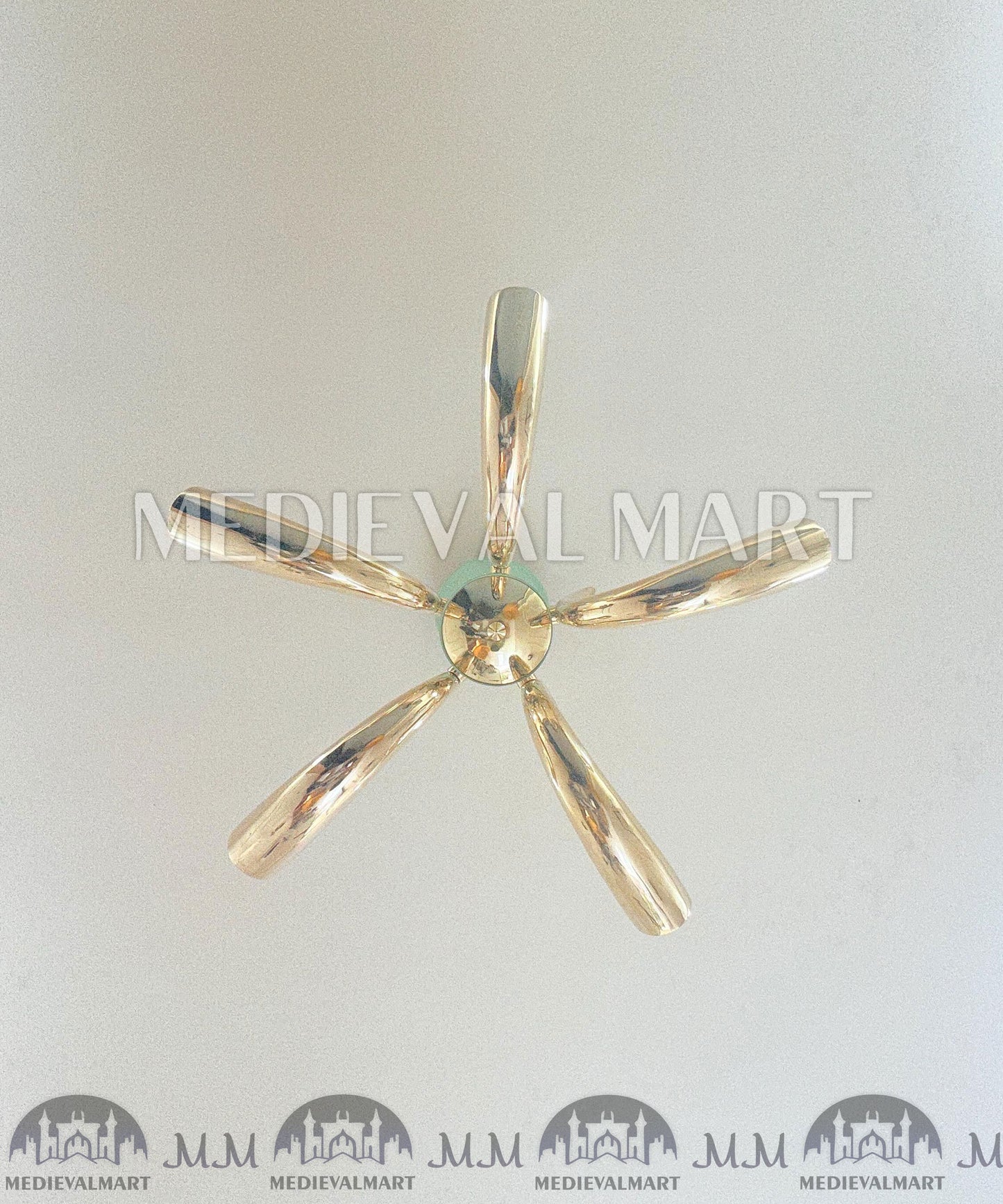 MEDIEVALMART Handmade Brass 5-Arm Chandelier | Mid-Century Modern Light Fixture