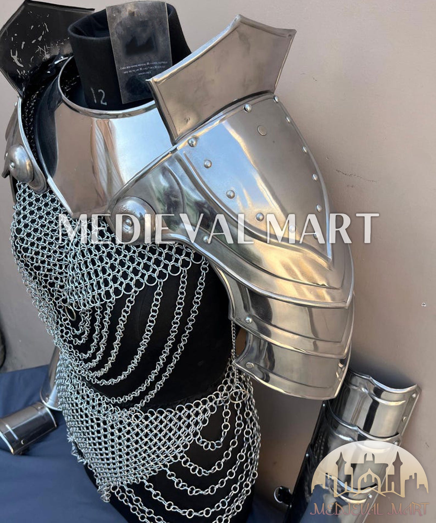 MEDIEVALMART (Isolara Dragonplate) Women’s Armor With (Moonfire) Chainmail + Arms armor W/H Skirt