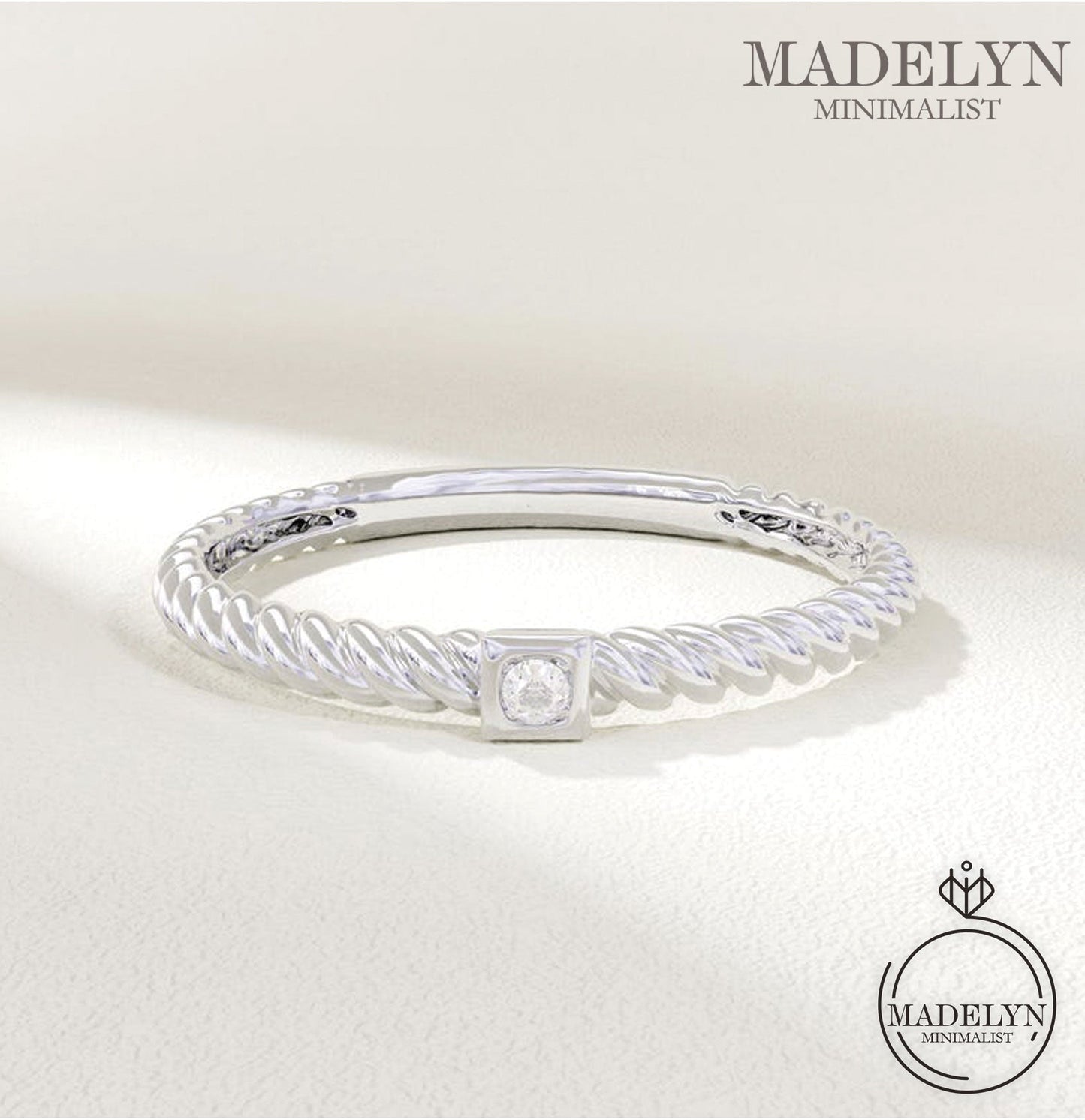 MADELYN MINIMALIST 14k Solid Gold Minimalist Twist Ring, Dainty Stacking Ring for Women | Gift for Wife