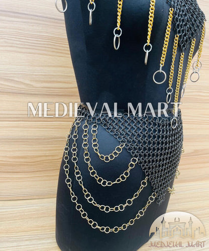MEDIEVALMART Women’s Black (Sable Knight) Chainmail Armor W/H Skirt